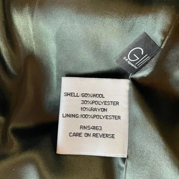 Kenneth Cole Women's Wool Blend Belted Olive Green Coat with Zipper Details Sz 8